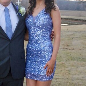 Elegant Periwinkle Sequin Dress
